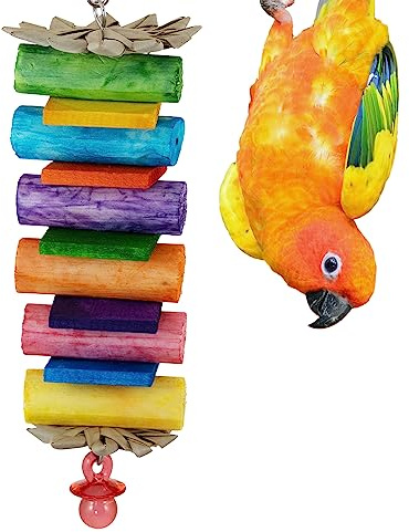 Super Bird Creations SB1199 Sola Balsa Stack Bird Toy - Bird Enrichment Toys, Wooden Bird Toys for Small/Medium Bird Size, Ideal for Parakeets and Cockatiel, Natural Bird Toys for Cage Play