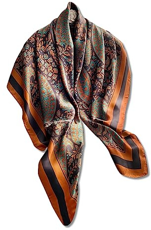 LumiSyne Sciarpe Di Seta Donna Foulard Quadrata Grande Albero Fiore Stampata Motivo Animalier Sciarpa Per La Testa In Raso Scialle Protezione Solare Fazzoletto Da Collo Bandane Copricapo 110×110cm