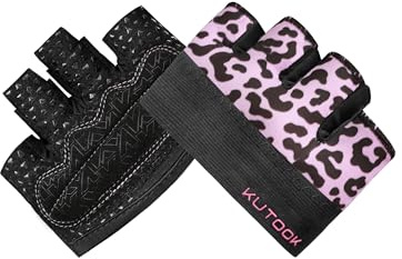 KUTOOK Guantes Gym Fitness de Entrenamiento Unisexo Gimnasio Guantes para Entrenar Deporte Cómodos Elásticos Rosa-XL