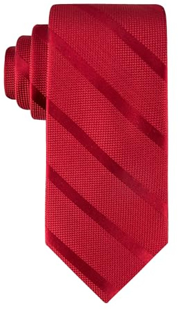 Tommy Hilfiger Men's Classic Textured Tonal Stripe Tie, Red, One Size