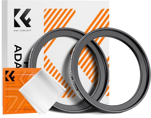 K&F CONCEPT 2 pcs Filtro Anillos 52-58mm,Anillo Adaptador de Filtro Step-UP de Objetivo con Un Paño de Limpieza