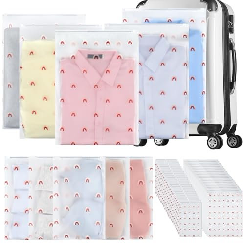 Romon 40PCS Bolsas de Almacenamiento de Viaje, Bolsas Ropa Viaje Transparente Esmeriladas Plástico, Multifunción Bolsas Organizadoras Maleta para Ropa, Bragas, Zapatos, Cosméticos con 2 Tamaños,20x30