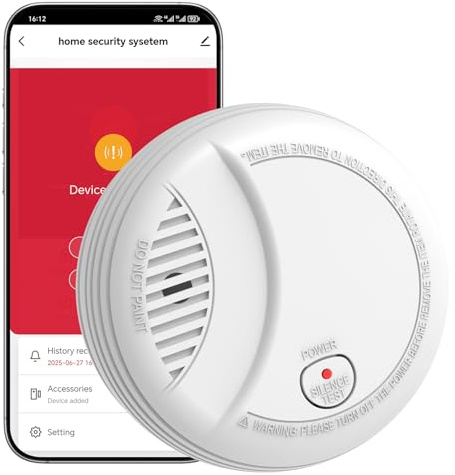 Hapippofa WiFi Rauchmelder mit App-Benachrichtigung, 10-Jahre Batterie, Vernetzbar, Geprüft nach DIN EN 14604, Optischer Rauchwarnmelder für Smart Home, Einfache Installation,1 PCS