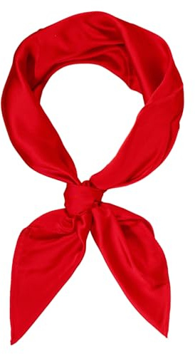 Bliceon Square Satin Silk Scarf, Women Plain Neck Bandanas, 50s Retro Women Lightweight Scarf, Large Square Satin Headscarves, Red Accessories for Womens (70x70cm)