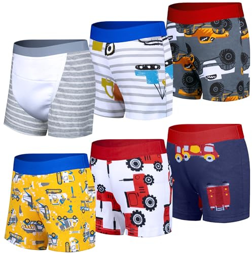 BIG ELEPHANT 6 Pack Toddler Potty Training Pants for Boys and Girls – 100% Cotton,Unisex Absorbent Boxer Style