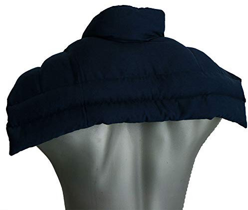 Cojín nuca, espalda superior y hombros con cuello - azúl oscuro - Saco térmico de semillas - Almohada cervical - Huesos de cerezas -