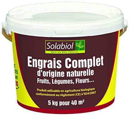 SOLABIOL Engrais Complet - 5Kg - Seau - Mini-Granulés - Epandage Facile & Sans Poussière - Double Action Starter & Nutrition Longue Durée SOCOMP5