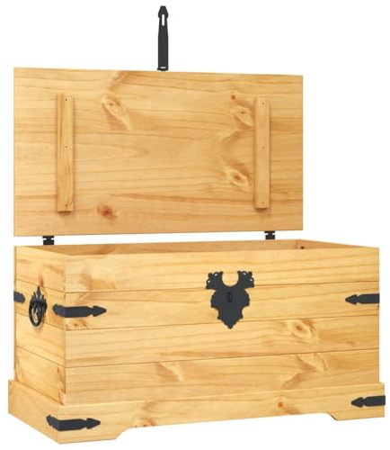 vidaXL Baúl de Almacenaje, Caja para Almohadas Mantas, Arcón para Cojines, Cofre para Salón Dormitorio, Corona Range de Pino Mexicano