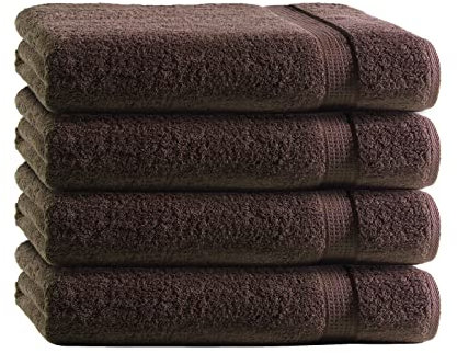 Class Home Collection Frottee Duschtücher 70x140 cm – 4er Set Duschtuch – Besonders weiche & saugfähige Duschtücher aus 100% Baumwolle mit Aufhänger – Braun