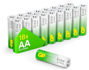 GP Extra Alkaline AA Batterien 1,5V Longlife | 18 Stück R6 Batterien AA Mignon | Neue G-TECH Technologie - stabile Leistung, Lange Lebensdauer, patentierter Auslaufschutz