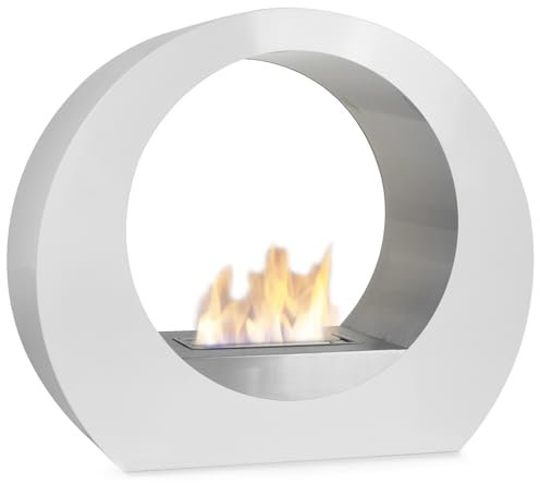 Moritz Bio Ethanol Kamin 90 cm x 36 cm x 78 cm weiß 1,5 Liter Edestahlbrenner Deko Kamin Bio-Ethanolkamin Gelkamin Raumteiler