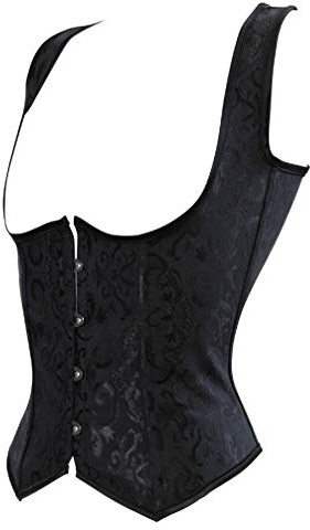 Hengzhifeng Women's Steampunk Embroidered Tight Shaper Underbust Corsets Bustiers Top (UK 6-8,Black)