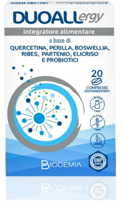 GPP | DUOALLERGY® Integratore Alimentare, Quercetina, Perilla, Boswellia, Ribes, Partenio, Elicriso e Probiotici, Supporta la Prevenzione e il Trattamento delle Allergie, 20 Compresse