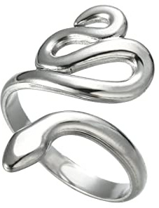 TEAMER Serpente Anello In Acciaio Inox Regolabile Wrap Snake Dito Impilare Gioielli per Donne