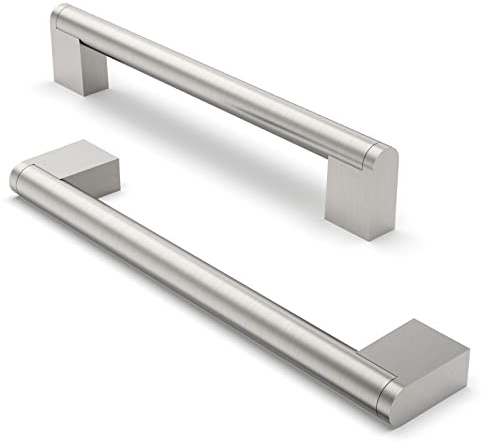 FURNIWARE 5 piezas manija de gabinete, distancia de orificio de 160 mm, manijas de muebles de acero inoxidable, tiradores de armario, manija de gabinete de cocina,níquel cepillado