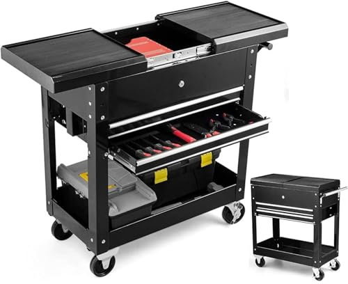 COSTWAY Rolling Tool Cart, 4-Tier Tool Chest Box Cabinet on Wheels with Sliding Top, Lockable Drawers and Handle, Heavy Duty Steel Tool Storage Organizer for Garage Warehouse Workshop, 220KG Load
