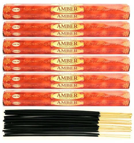 6X Räucherstäbchen Hem Verschiedene Düfte | Insgesamt 120 Sticks (Amber)