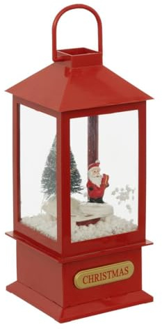 FEERIC LIGHTS & CHRISTMAS - Farolillo Decorativo Rojo h20 cm 4 led Blancos fríos a Pilas