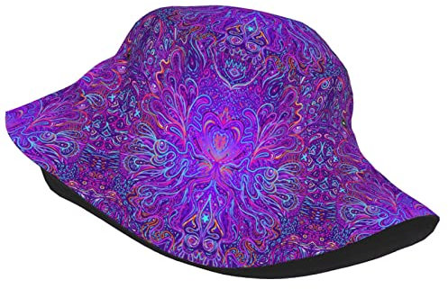 xinchenxin Fischerhut mit knusprigem gebratenem Huhn, modische Sonnenkappe, verstaubar, Outdoor-Anglerhut für Damen und Herren, Teenager, Strandkappe, Angelkappe, Indischer Ethno-Stil, One size