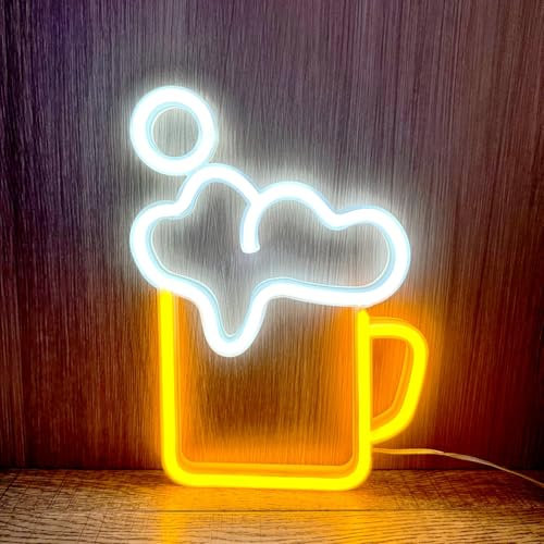 Beer Neonschild LED Leuchtreklame Bar Schild Wandkunst Dekoration für Party Club Restaurant Zuhause Geschäft Hotel, Batterie oder USB Betrieben Biergeschenke für Männer Teenager Geburtstage