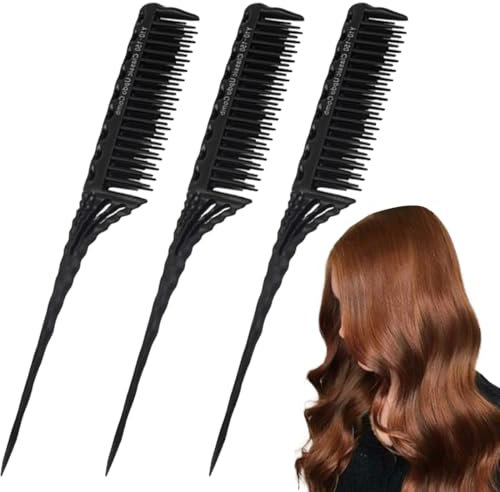 Set di 3 pettini per capelli, pettine per parrucchieri, pettine antistatico per capelli, pettine a coda di topo per donna, pettine per volume posteriore