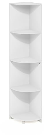 Furinno ECON Mensola Angolare, Libreria Angolare A 4 Ripiani, Scaffale Portaoggetti, Scaffale Espositivo, Libreria, Per Organizzazione E Contenimento In Soggiorno, Ufficio Domestico, Bianco