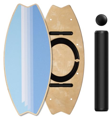 Leogreen Tabla de equilibrio de madera, monopatín de interior y tabla de equilibrio, 7 modos, tabla de equilibrio para surf, ejercicios de equilibrio, control del cuerpo