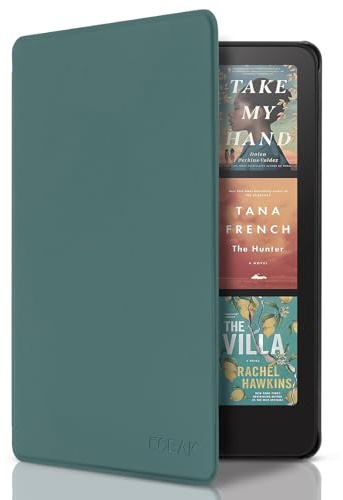 CoBak Case for 7 Inch E-Reader 12th Generation 2024 - PU Leather Smart Cover with Auto Sleep/Wake for Kindle Paperwhite/Kindle Colorsoft/KoBo/Boox, Deep Green | PU Leather Smart Cover, Auto Sleep/Wake