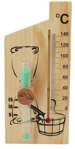 Bastu termometer timglas sand timer gyllene trä temperaturmätare väggmontering bastu tillbehör för bastu rum 0 till 140 celsius grad 15 minuter timer