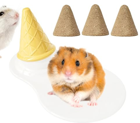 Cama para chinchilla – Esterilla de refrigeración de cerámica para mascotas | Alfombrilla de refrigeración en forma de cono como decoración de paisaje, incluye varillas para roedores para erizos
