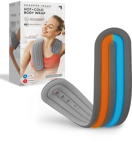 Sharper Image Hot + Cold Body Wrap - Hot and Cold Pack with Dual Intensity Fabric, 76 cm Microwave Heat Pad for Neck, Shoulders, Legs & Arms, Reusable Heat and Ice Gel Packs, Soft Comfort Fabric