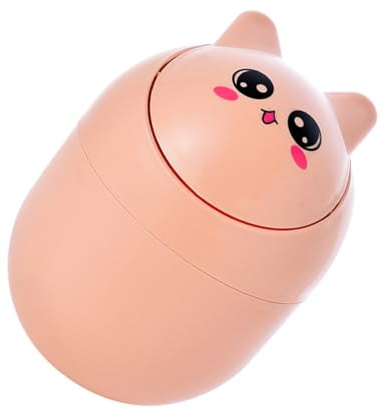 ARTSEWPLY Cubo Basura Escritorio Pequeño con Tapa Abatible Papelera Mesa Compacta para Hogar y Oficina Diseño Creativo Naranja Fácil Apertura y Cierre Multiusos para Dormitorio y Sala