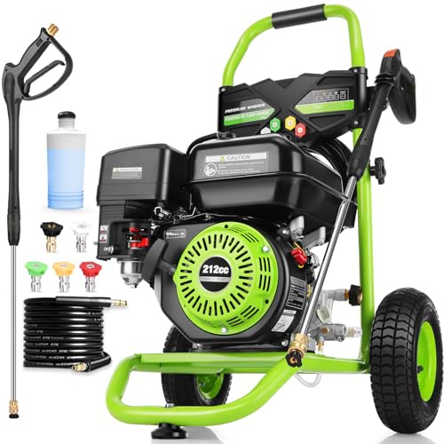 4200PSI Gas Pressure Washer 4.0GPM Gas Power Washer 212CC Gas Powered Washing Machine Commercial High Pressure Washer with 25ft Hose&5 Nozzles for Patio Garden Yard Vehicle,EPA/CARB/ETL