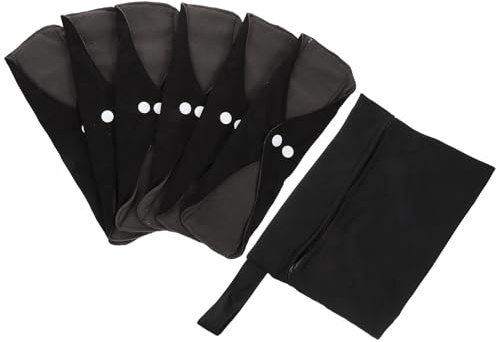 FIXOSHEE Serviettes Hygiéniques Lavables Réutilisables pour Femmes M 6 Pièces Paquet de Rangement Tissu Doux Absorbant Confort et Hygiène pour Période Menstruelle