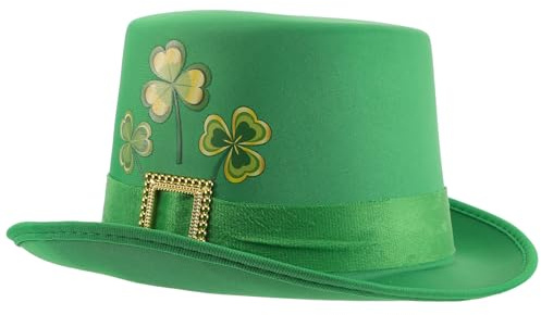 Generic St. Patrick's Day cylinderhatt - St. Patrick's Day festhatt med spänne och band - irländsk grön cosplaykeps huvudbonad för vuxen festivaloutfit tillbehör