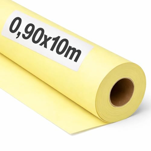 OFITURIA Papel Kraft Giallo Pastello - Rollo 0,90x10m - 1 Rotolo - Carta da pacchi e carta da regalo, carta da imballaggio per spedizioni e fai-da-te, resistente e facile da tagliare