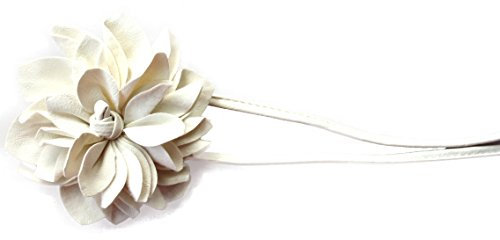 CAISHA Gürtel Hüftgürtel Wickelgürtel Leder Look mit extravaganter Blume Cremeweiß WG7