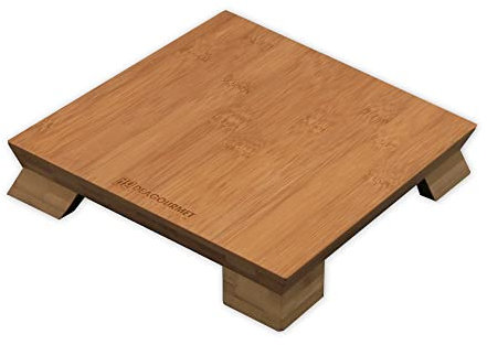 Tagliere Quadrato Grande in Bambù Scuro, Linea Fusion, con stabili piedini di appoggio, 29x29x4 cm, Deagourmet