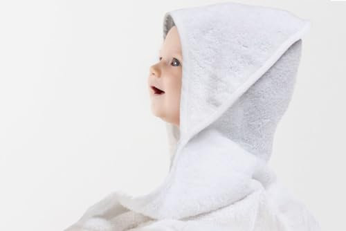 Castejo Baby Kapuzenhandtuch/Kapuzentuch/Kapuzenbadetuch/Poncho Größe 75x75cm, weiß, Ideal zum Besticken und zum Verschenken