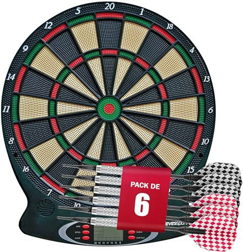 Devessport Diana Electrónica Orion | con 18 Juegos y 159 Variaciones, Pantalla LCD y 6 Dardos de Punta Blanda | para 1 a 8 Jugadores | Ideal para Uso Familiar y Doméstico