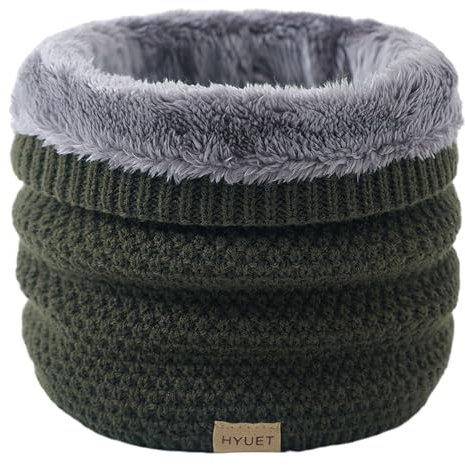 HYUET Winter Schlauchschal Loop Schal Rundschal Dick Fleece Halswärmer Gefüttert Weichem Thermo Halsschlauch Halstuch Schlauch Nackenwärmer Herren Damen Winter zum Sport Ski Herren Damen