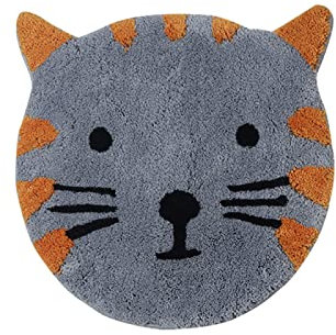 Badezimmerteppich Graue Katze Orange Badematte Flauschig Mikrofaser Badvorleger Rutschfest Duschvorleger Schnelltrocknend Badteppich Waschbar Duschvorleger Verdicken Badematten Badmatte 50x80cm