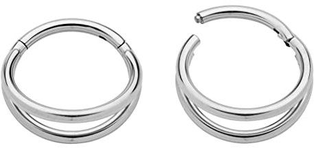 365 Sleepers (10mm) Titan 1,2 mm Doppelring Segment Nasenring Hoop Knorpelohrring Septum Clicker Ring Klappbarer Lippen Conch Daith Helix Rook Tragus Lobe Snug Piercing Schmuck