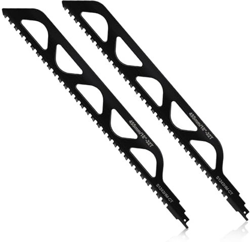 Säbelsägeblatt Stein, 2Pcs Säbelsägeblätter Stein, Sägeblätter für Säbelsäge, Professionelle Hartmetall Stahl Sägeblatt, Ytong Säge zum Schneiden von Holz, Ziegelstein, Beton (S2243HM, 455mm)