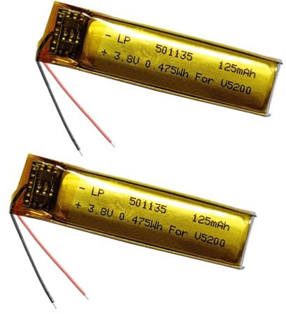 125mAh wiederaufladbare Lipo Batterie Ersatz für Plantronics Voyager 5200 UC Poly V5200 Serie Wireless Headset_2Pack