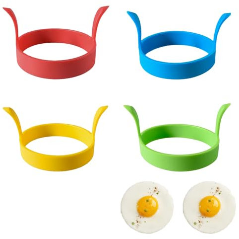4 Pcs Silicone Egg Rings Egg Rings for Frying Pancake Mold Round Egg Ring Egg Moulds for Fried Eggs Silicone Egg Rings for Frying Egg Cooking Rings for Sandwiches English Muffins Poached Egg