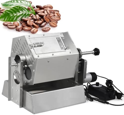 SYTEH 600–800 g elektrische Kaffeebohnen-Röstermaschine, 3,4 l Edelstahl-Kaffeebohnen-Röster-Backmaschine, Brenngas, Direktfeuer, Nüsse, Getreide, Sojabohnenröster