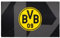 BVB Hissfahne Schwarz 250x150cm - Große Borussia Dortmund Flagge mit Emblem, 100% Polyester