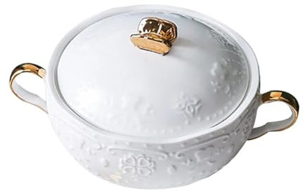 MGHRUE Sopera De Cerámica con Cucharón De Sopa, Elegante Cuenco De Sopa De Cerámica De Estilo Europeo para Restaurante, Hogar, Cocina, Decoración, Olla De Sopa