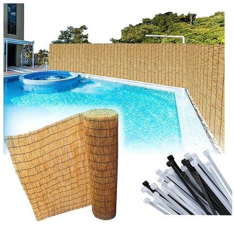 Utomhus trädgårdsstaketpanel, väggtäckning, vassrulle för balkong, pool, tak, gård, dekoration, integritetsstaketgräns med extra atmosfär (55 x 750 cm)